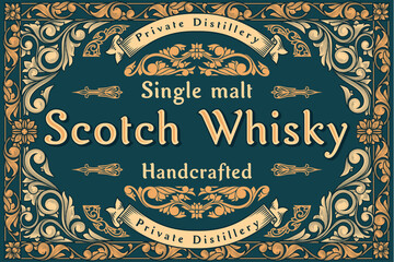 Scotch whisky - ornate vintage decorative label