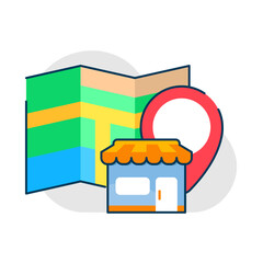 Poster - retail store location concept illustration flat design editable vector eps10. modern graphic element