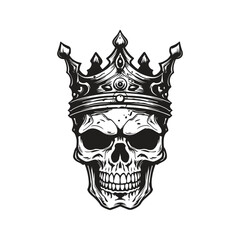 Wall Mural - undead king, vintage logo line art concept black and white color, hand drawn illustration