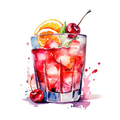 Wall Mural - Watercolor cocktail, Ai generated