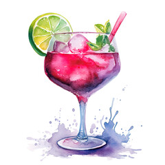 Wall Mural - Watercolor cocktail, Ai generated