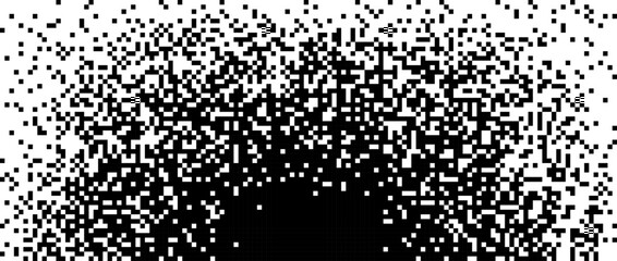 Aufkleber - Pixelated halftone gradient background. Fading radial pixel texture. Dissolving black and white wallpaper. Vector backdrop 