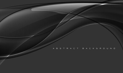 Abstract glass glossy curve wave on grey design modern luxury futuristic background vector