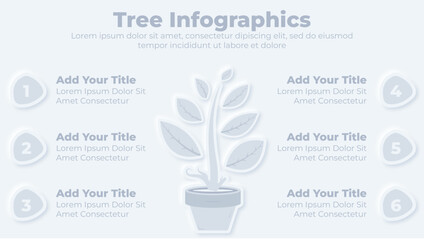 Vector neumorphic business tree infographic presentation template