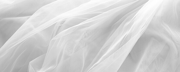 Beautiful white tulle fabric as background, banner design