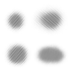 Poster - Half tone dotted circles. Vector round shape with grunge texture. Abstract gradient elements isolated on white background