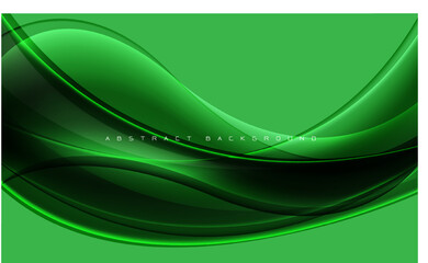 Wall Mural - Abstract glass glossy curve wave on green design modern luxury futuristic creative background vector