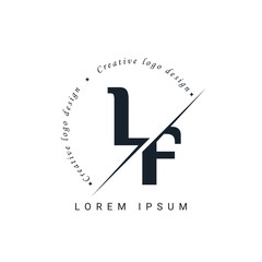 LF Letter Logo Design with a Creative Cut. Creative logo design