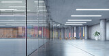 Fototapeta Pomosty - 3d Modern glass wall commercial buildings lobby hall