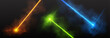 © klyaksun - Green laser light beam effect isolated on transparent background. Vector blue neon line abstract design. Lazer show with sparkle and smoke presentation pointer. Led broadway entertainment illustration