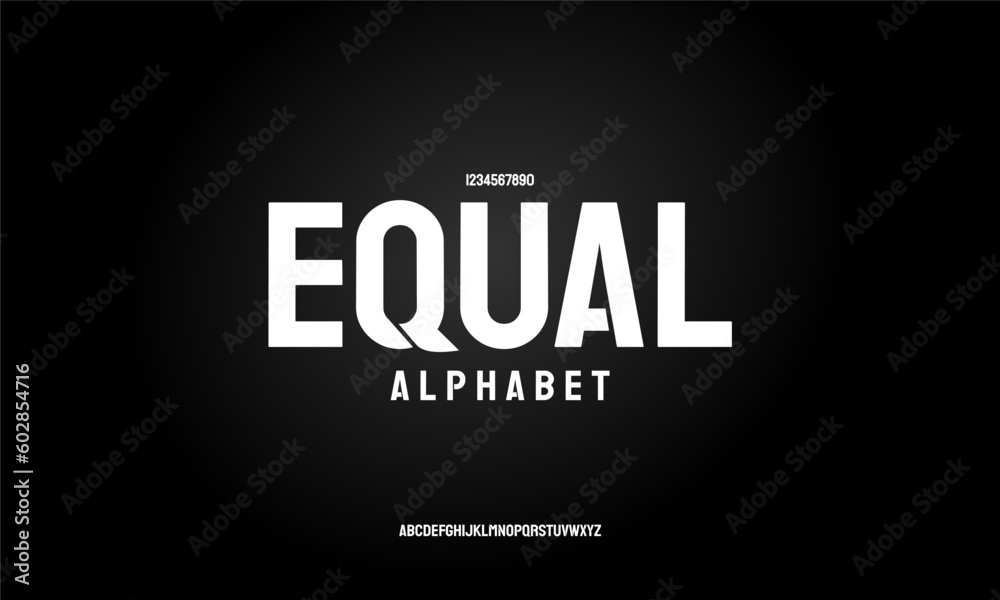 Equal Abstract digital modern alphabet fonts. Typography technology ...