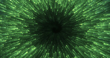 Abstract Green Energy Magical Glowing Spiral Swirl Tunnel Particle Background With Bokeh Effect