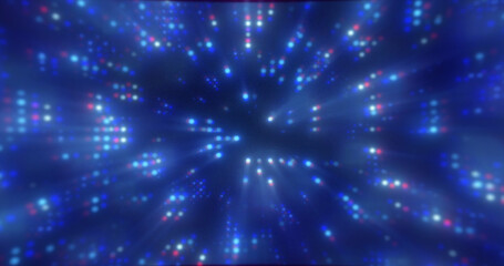 Poster - Abstract blue futuristic hi-tech energy particles dots and squares magical bright glowing background