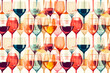 © KRISTINA KUPTSEVICH - Wine watercolor background. Seamless pattern with different kind of wine in glasses on white background. Wine bar, winery, wine degustation concept. Generative ai