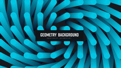 Poster - Vector illustration in dynamics, abstract background with round blue elements, shape blend 3d, sound wave.