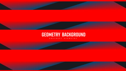 Poster - Vector abstract background with red gradient horizontal lines, shape blend 3d, geometric wave elements on a black backdrop.