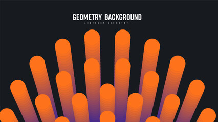 Poster - Vector abstract background with round orange gradient sound waves, geometric elements, shape blend 3d.