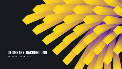 Poster - Vector geometric abstract background with yellow rhombuses, gradient shape blend 3d on a black backdrop, dynamic elements.