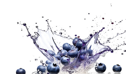 Wall Mural - AI generative. Fresh Blueberries with water splash