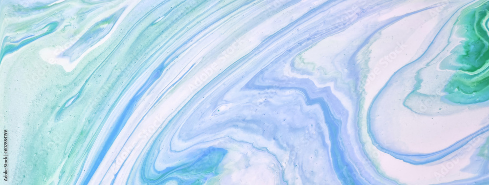 Abstract fluid art background green and white colors. Liquid marble ...