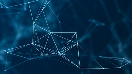 Poster - Abstract illustration with connected dots and lines. Digital network background. The concept of science, technology. 3D