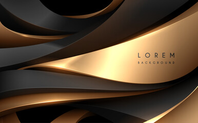 Poster - abstract black and gold geometric shapes background
