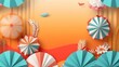 Leinwandbild Motiv Abstract colorful Summer banner background with beach vibes decorate generative ai