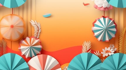 Abstract colorful Summer banner background with beach vibes decorate generative ai