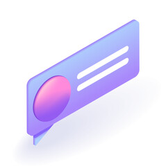 Poster - Isometric 3D icon Bubble messages with a button. Cartoon minimal style. Vector for website