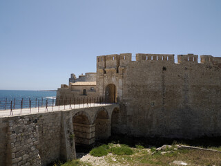 Sticker - Maniace castle ortigia syracuse old buildings street view Sicily on sunny day