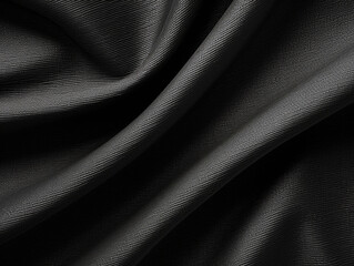 Black Satin Silk Shiny Fabric Background Texture AI Generated