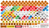 Fototapeta Pokój dzieciecy - Vector hazardous material signs. Globally Harmonized System warning signs. All classes. Hazmat isolated placards