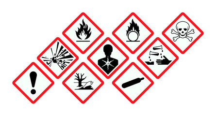 vector hazardous material signs. globally harmonized system warning signs. hazmat isolated placards