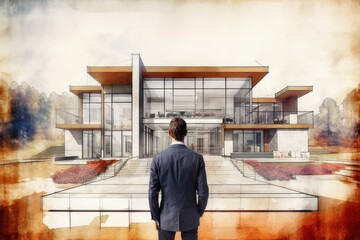 Poster - Architect house plan business work. Generate AI