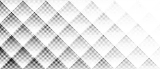 Abstract background with halftone dotted rhombuses like mosaic.
