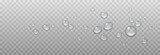 Fototapeta Łazienka - Vector drops of water. Drops png. Drops on the surface, on the glass png. Drops after rain. Condensation on the surface, on the glass.
