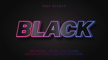 Aufkleber - Black editable text effect with neon theme