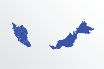 Wall Mural - Malaysia map vector illustration. blue color on white background