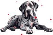 Cute Great Danes dog in Valentines Day theme,Generative AI