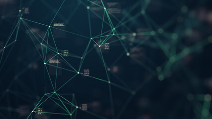Poster - abstract connected dots and lines. concept of ai technology, motion of digital data flow. communicat