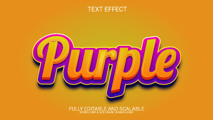 Wall Mural - Purple 3D Fully Editable Vector Text Effect Template 