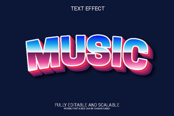 Wall Mural - Music 3D Fully Editable Vector Text Effect Template 