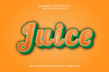 Wall Mural - Juice 3D Fully Editable Vector Text Effect Template 