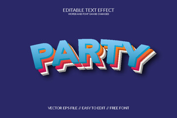 Wall Mural - Party 3D Fully Editable Vector Text Effect Template 