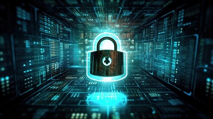 Poster - The concept of cyber security, cyber security and login and password.Generative AI