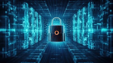 Poster - The concept of cyber security, cyber security and login and password.Generative AI