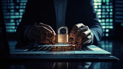 Poster - Cybersecurity and privacy concepts to protect data.Generative AI