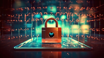 Poster - Cybersecurity and privacy concepts to protect data.Generative AI