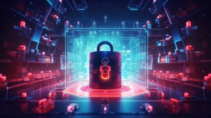 Poster - Cybersecurity and privacy concepts to protect data.Generative AI