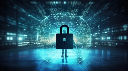 Poster - Cybersecurity and privacy concepts to protect data.Generative AI